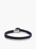 Blue Blue Leather Braided Bracelet  Men