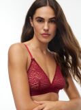 Red Leopard Lace Unpadded Triangle Bra  Women