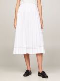 White Pleated Flared Midi Skirt  Women