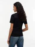 Μαύρο T-Shirt Με Λαιμόκοψη V Και Slim Γραμμή  Γυναίκες