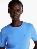Μπλε Ριμπ T-Shirt Σε Slim Γραμμή Με Κεντητό Σημαιάκι  Γυναίκες
