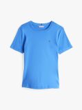 Μπλε Ριμπ T-Shirt Σε Slim Γραμμή Με Κεντητό Σημαιάκι  Γυναίκες