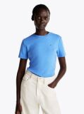 Μπλε Ριμπ T-Shirt Σε Slim Γραμμή Με Κεντητό Σημαιάκι  Γυναίκες