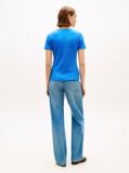 Μπλε Ριμπ T-Shirt Σε Slim Γραμμή Με Κεντητό Σημαιάκι  Γυναίκες