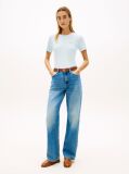 Μπλε Ριμπ T-Shirt Σε Slim Γραμμή Με Κεντητό Σημαιάκι  Γυναίκες