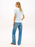 Μπλε Ριμπ T-Shirt Σε Slim Γραμμή Με Κεντητό Σημαιάκι  Γυναίκες