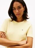 Κίτρινο Ριμπ T-Shirt Σε Slim Γραμμή Με Κεντητό Σημαιάκι  Γυναίκες