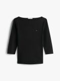 Μαύρο T-Shirt Σε Slim Γραμμή Με Boat Λαιμόκοψη  Γυναίκες