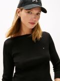 Μαύρο T-Shirt Σε Slim Γραμμή Με Boat Λαιμόκοψη  Γυναίκες