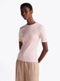 Ροζ T-Shirt Με Ριμπ Ύφανση Και Slim Γραμμή  Γυναίκες