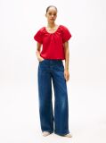 Red Regular Fit Short Sleeve Blouse  Women