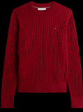 Red Fine Cable Knit Jumper  Women