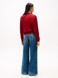 Red Fine Cable Knit Jumper  Women