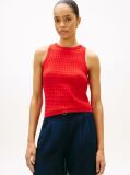 Red Cable Knit Sleeveless Slim Jumper  Women
