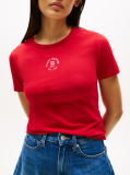 Κόκκινο Κοντομάνικο T-Shirt Σε Slim Γραμμή Με Λογότυπο  Γυναίκες