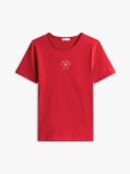Κόκκινο Κοντομάνικο T-Shirt Σε Slim Γραμμή Με Λογότυπο  Γυναίκες