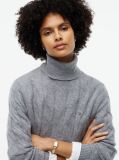 Grey Cable Knit Midi Soft Wool Jumper Dress  Women