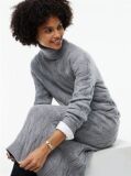 Grey Cable Knit Midi Soft Wool Jumper Dress  Women
