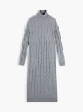 Grey Cable Knit Midi Soft Wool Jumper Dress  Women