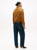 Χακί Interlock Fleece Πλεκτό Πουλόβερ Με Φερμουάρ  Γυναίκες