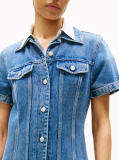 Μπλε ΚοντομάνικοDenim Φόρεμα Midi Σε Στιλ Πουκαμίσα  Γυναίκες