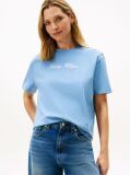 Μπλε Άνετο T-Shirt Mε Κεντημένο Λογότυπο Και Χρυσά Κουμπιά  Γυναίκες