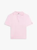 Pink Relaxed Fit Open Placket Pique Polo Shirt  Women