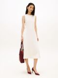 Beige Gold-Tone Button Sleeveless Midi Dress  Women