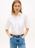 White Poplin Short Sleeve Shirt  Women