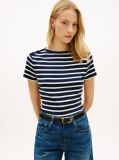 Multi Slim T-Shirt Με Χρυσά Κουμπιά Και Boat Λαιμόκοψη  Γυναίκες