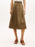 Green Pure Linen Midi Flared Utility Skirt  Women