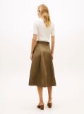 Green Pure Linen Midi Flared Utility Skirt  Women