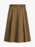 Green Pure Linen Midi Flared Utility Skirt  Women