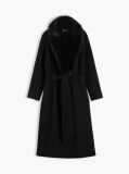 Black Shawl Collar Wool Blend Relaxed Coat  Women
