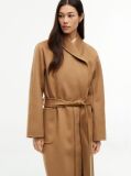 Brown Shawl Collar Wool Blend Relaxed Coat  Women