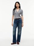 Grey Cable Knit Short Sleeve Polo Jumper  Women