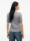 Grey Cable Knit Short Sleeve Polo Jumper  Women
