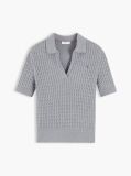 Grey Cable Knit Short Sleeve Polo Jumper  Women
