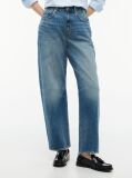 Blue Quinn Mid Rise Barrel Faded Jeans  Women