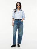 Blue Quinn Mid Rise Barrel Faded Jeans  Women