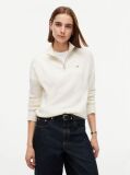 Beige Pure Wool Relaxed Quarter-Zip Jumper  Women