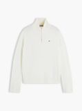 Beige Pure Wool Relaxed Quarter-Zip Jumper  Women