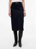 Blue Horsebit Slim Denim Midi Skirt  Women