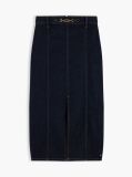 Blue Horsebit Slim Denim Midi Skirt  Women