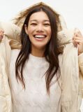 Beige Logo Embroidery Water Repellent Down Jacket  Women
