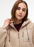 Beige Teddy Fleece Zip-Thru Relaxed Hooded Jacket  Women