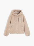 Beige Teddy Fleece Zip-Thru Relaxed Hooded Jacket  Women