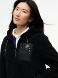 Black Teddy Fleece Zip-Thru Relaxed Hooded Jacket  Women