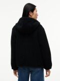 Black Teddy Fleece Zip-Thru Relaxed Hooded Jacket  Women