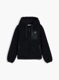 Black Teddy Fleece Zip-Thru Relaxed Hooded Jacket  Women